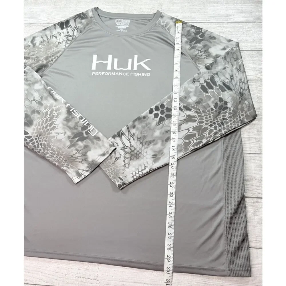 Huk Men's Performance Fishing Kryptek Vented Long Sleeve Charcoal Gray Size 3XL - Picture 2 of 7